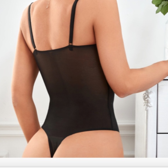 New Black Sheer Mesh Shaping Bodysuit NWOT - Picture 3 of 16